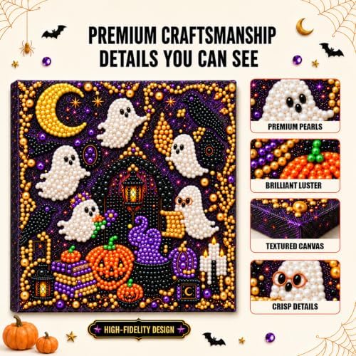 Diamond and Pearl Art Kits for Adults, Halloween Decorations, Framed Decor