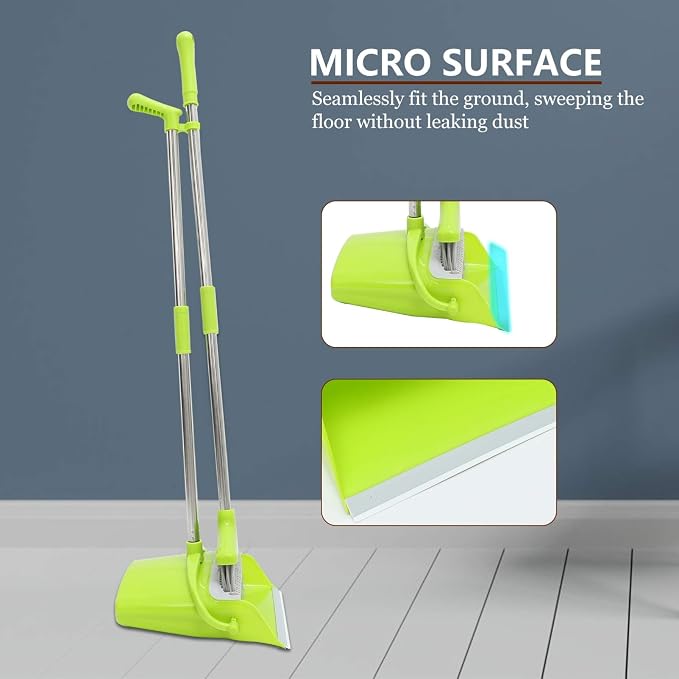LIFKOME Dust Pan and Broom Set Multi-Function Scraper and Comb for Pet and Human Hair