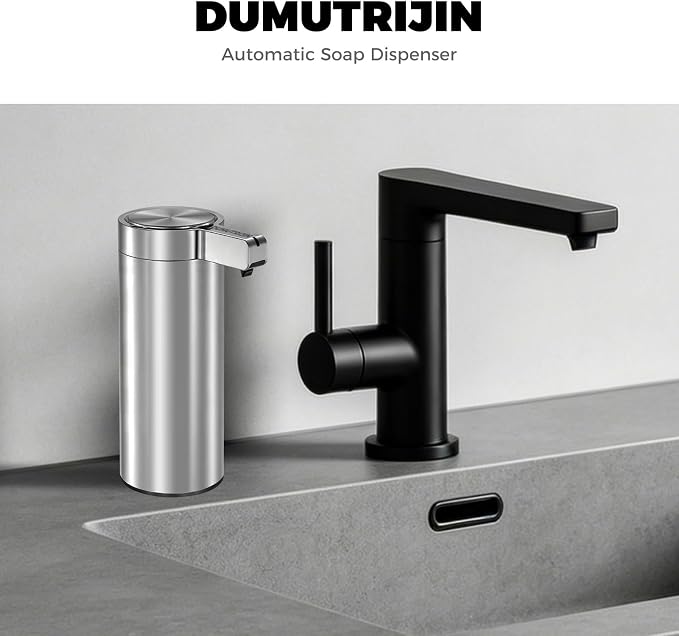 Touchless Automatic Soap Dispenser Stainless Steel with Sensor Infrared 9 oz Electric IPX5 Waterproof USB-C Charging Motion Sensor for Kitchen & Bathroom (Silver)