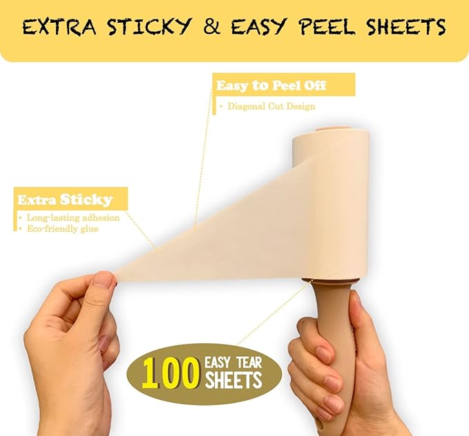 Large Surface Lint Roller Extra Sticky with Extendable Long Handle Dust-Proof Cover 6.3'' Wider 240 Sheets, Lint Rollers for Pet Hair Extra Sticky 400 Sheets