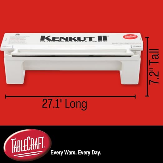 TableCraft KK6 KenKut 24" Film and Foil Dispenser, ABS Construction, Holds 24" Rolls up to 6" Diameter, Anti-Static Bar, Metal Safety Blade, Wall-Mount & Suction-Cup Options, Dishwasher Safe