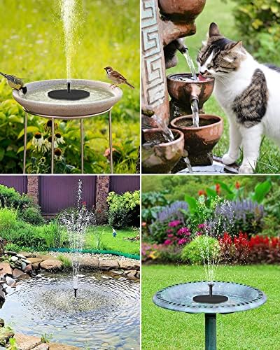 POPOSOAP Solar Fountain Pump, 6W Outdoor Solar Water Fountain Pump for Bird Bath with 4ft Tubing & 5 Nozzles, DIY Solar Powered Water Pump for Garden, Ponds, Pool and Fish Tank