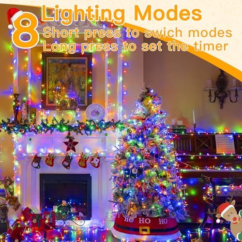Ollny Christmas Lights 200LED 60FT Indoor, Multicolor Connectable Plug in