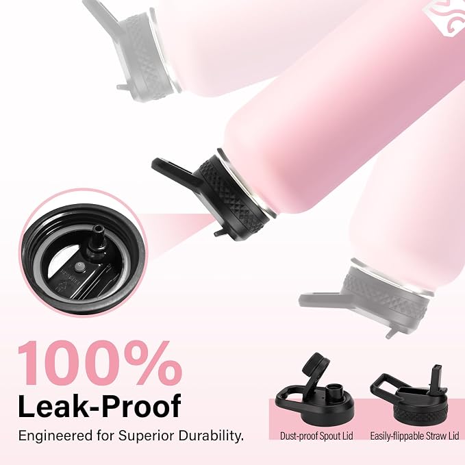 DYSANKY Insulated Water Bottle | Thickened Stainless Steel Vacuum Metal | Portable Sports Water Jug for Gym and Hiking with Straw, Carrier Bag, Handle Strap | BPA-Free 40 oz, Pink