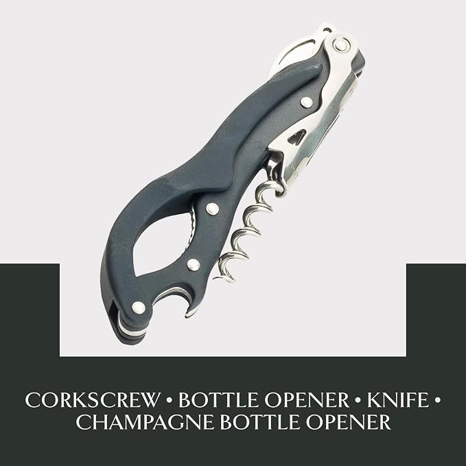 Morgan King Luxury Wine Bottle Opener with Custom, Personalized Engraving | Professional Waiters Corkscrew Wine Opener | Waiter Wine Bottle Opener | Stainless Steel Multi Wine Opener Gift (Black)
