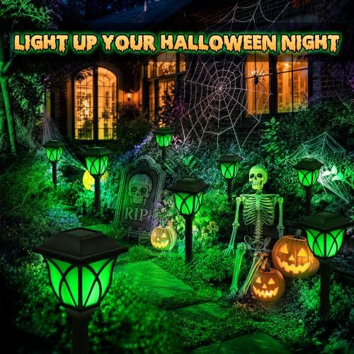 GIGALUMI Solar Halloween Lights Outdoor, LED Solar Pathway Lights 8 Pack