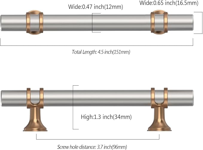 Asidrama 30 Pack 3.75 Inch(96mm) Brushed Satin Nickel and Champagne Bronze Cabinet Pulls Heavy-Duty Solid Kitchen Cabinet Handles Vintage Aged Brass Drawer Hardware for Cupboard
