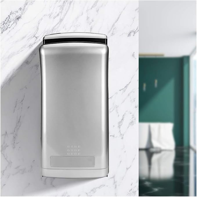 HEPA Filtered Vertical Hand Dryer 1800W Dual Blade Air Commercial Hand Dryers for Bathrooms Automatic High-Speed Jet Flow Wall Mounted Silver