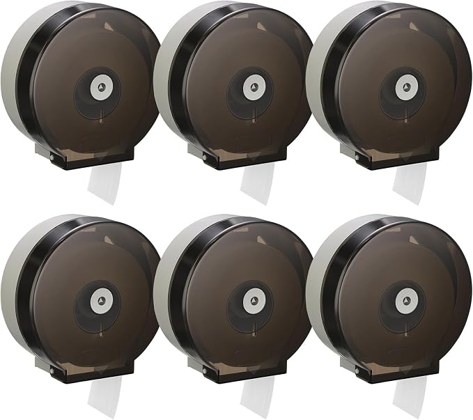 Layhit 6 Pack Toilet Paper Holder Wall Mount, Toilet Paper Towel Dispenser, Commercial 9" Jumbo Plastic Tissue Dispenser with Key Wall Lock for Bathroom, Office, Restaurants