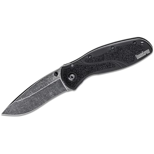 Kershaw Blur Pocket Knife, Blackwash, 3.4 Inch Recurve Blade