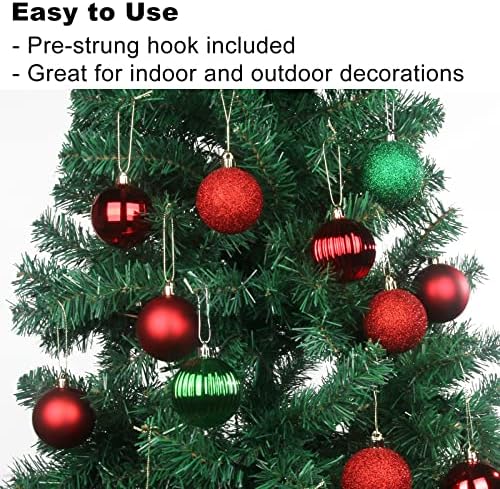 36Pcs Christmas Balls Ornaments for Xmas Tree - Shatterproof Christmas Tree Decorations Medium Hanging Ball Red 2.5in x 36 Pack