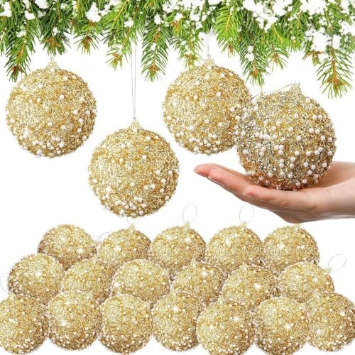 Lyrow 24 Pcs 2.36" Christmas Ball, Gold