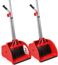 Commercial Broom and Dustpan Set,Heavy Duty Broom Set,Jumbo Debris Dustpan, Trash Collection for Commercial/Industrial Cleaning,2Sets, Red,Extra-Large Size