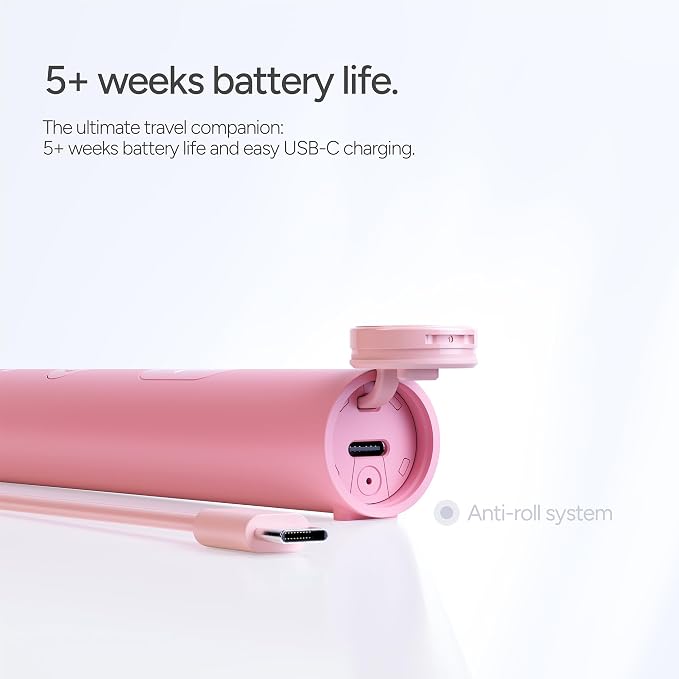 ORDO Sonic Lite Electric Toothbrush, Adults, Rechargeable, USB-C, Petal | Rechargeable sonic electric toothbrush, 35,000 pulses/min, dual modes, smart timer, 5+ week battery, USB-C charger