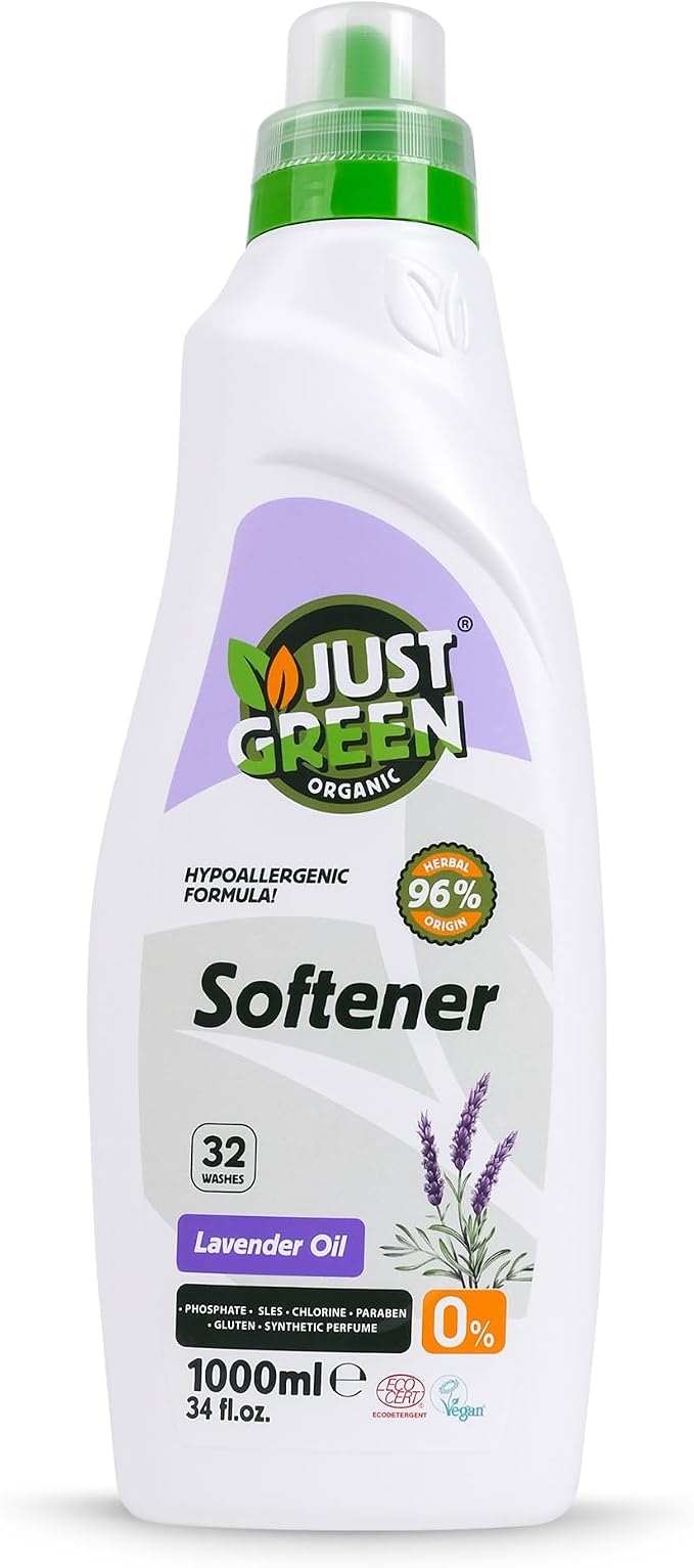 Fabric Softener, Plant-Based Liquid Fabric Softener, Non-Toxic, Hypoallergenic, EcoCert Certified, Vegan, Natural Lavender Scent, Static Control, 32 Washes, 33.8 fl oz (1000 ml)