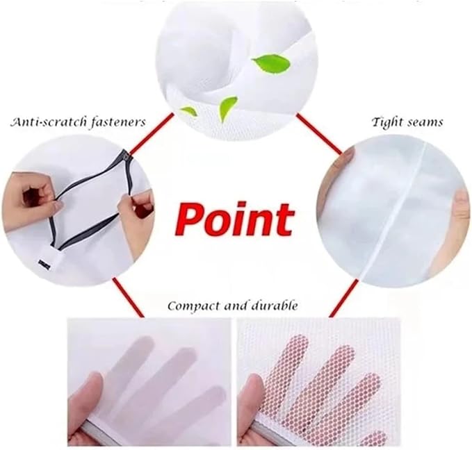 Laundry Bag Reusable Mesh Wash Bag With Non Rust Zipper Clothes Protection Net Washing Machine Universal(1PC-15x16CM)