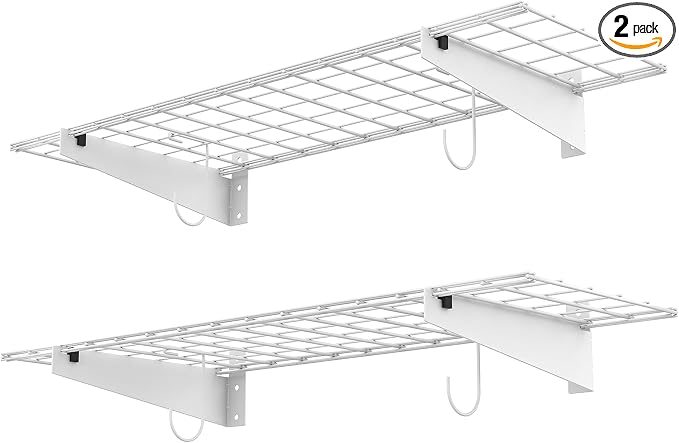WALMANN 2 Pack Garage Wall Shelves, 45x15 inch Wall Mounted Storage Shelves for Garage Heavy Duty Floating Shelf, Holds Up to 220 lbs(White)