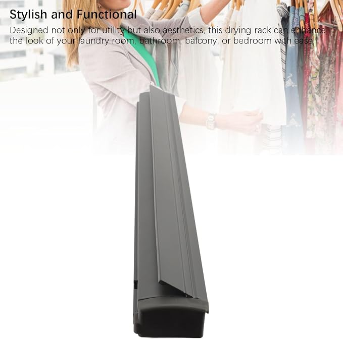 Retractable Drying Rack with Net Multifunctional Wall Mounted Laundry Drying Net with 6 Hook for Bathroom Balcony Bedroom