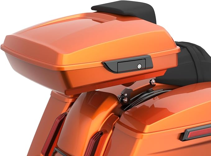 Advanblack Road Glide Tour Trunk Pack Amber Whiskey Razor Tour Trunk Pack Backrest Pad for '97-'25 Harley Touring Road King Street Glide Electra Glide CVO models