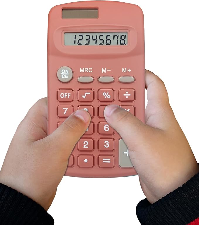 Calculator Small, 4 Function Calculators (D, Set of 20) | 8 Digit Dual Power Portable Pocket Size Desktop Handheld for Classroom Desktop Home