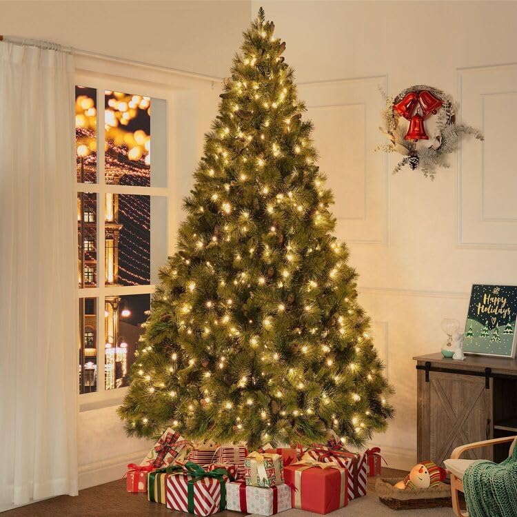 Naomi Home 9ft Artificial Prelit Pine Cone Christmas Tree
