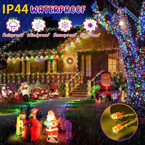 Hezbjiti 720 LED 337FT Christmas Lights Outdoor 11 Modes Color Changing String Lights with Timer Memor Waterproof Fairy Lights for Party Tree Yard Porch Wedding (Multicolor to Warm White, Clear Wire)