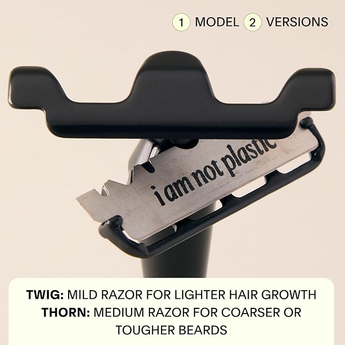 Leaf Twig Razor by Leaf Shave, All-Metal Single Blade Razor for Men & Women, Fixed Head w/Magnetic Load Assist, Includes 5 Stainless Steel Blades - Face Shaving, Lighter Hair, Sensitive Skin - Chrome