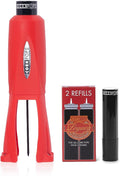 Cork Pops Legacy Wine Opener Built-in 4-Blade Foil Cutter Safe Cork Removal, Effortless Push Button Use, Needle Guard for Safety, Low-Pressure Cartridge Opens Up To 60 (Red, With 3 Cartridges)