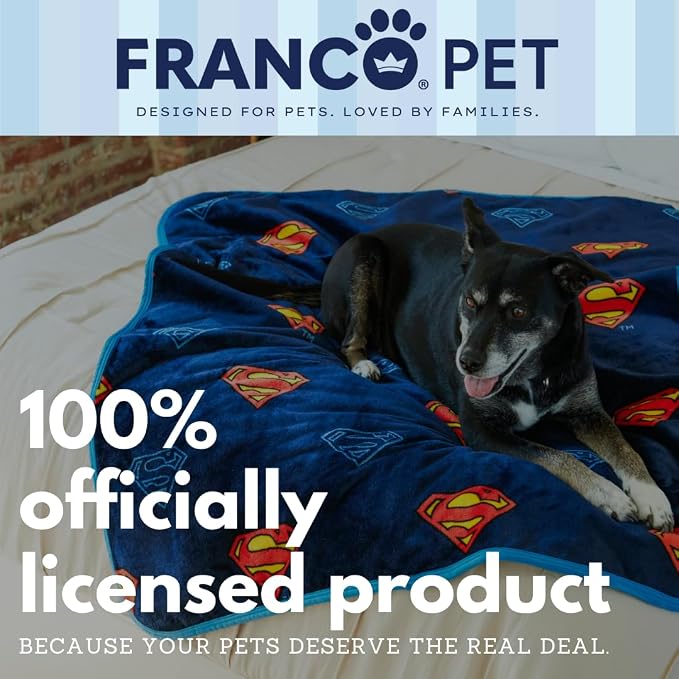 Superman DC Comics Waterproof Dog Bed Cover, Large 40x50 Pet Blanket for Furniture Bed Couch Sofa, (Officially Licensed) by Franco