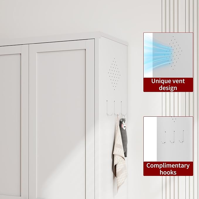 AQY Kitchen Pantry Cabinet,61" White Pantry Storage Cabinet with 4 Tier Adjustable Shelves and 2 Doors,Freestanding Cupboard,Metal Pantry Cabinets with Handle for Living Room Kitchen Assembly Required