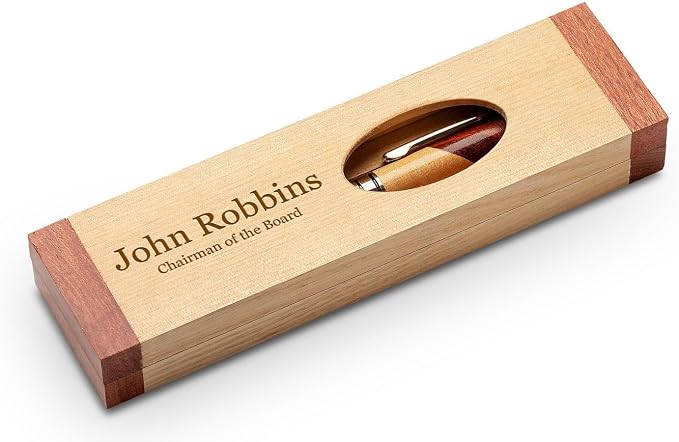 Executive Gift Shoppe | Personalized Custom Wood Pen Set with Maple and Rosewood Finish Box