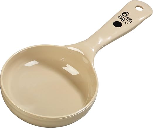Carlisle FoodService Products Measure Miser Plastic Measuring Spoon with Short Handle, 6 Ounces, Beige (Pack of 12)