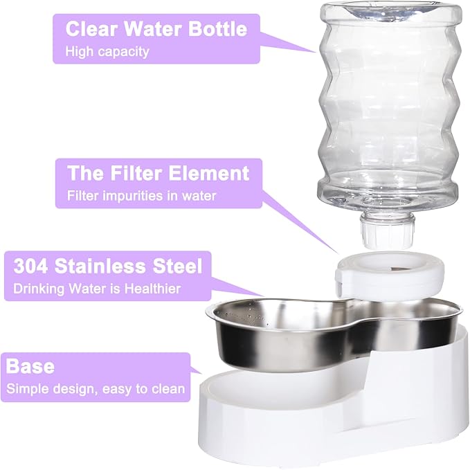 RIZZARI 4L Gravity Cat Water Dispenser: Filtered Water for Kittens | Apartment-Friendly Size/Cleaner Water Every Day/Perfect for Small Pets/Less Frequent Refills/Quick Daily Cleaning