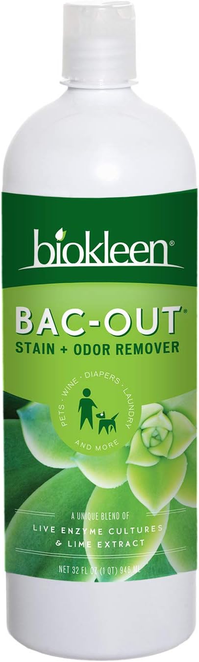 Biokleen Bac-Out Stain+Odor Remover, Destroys Stains & Odors Safely, for Pet Urine, Laundry, Diapers, Wine, Carpets, & More, Eco-Friendly, Non-Toxic, Plant-Based, 32 fl oz (Pack of 12)