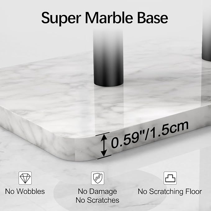FEILERN Toilet Paper Holder Stand for Bathroom Floor Standing Toilet Roll Dispenser Storages 4 Reserve Rolls, with Top Storage Shelf for Cell Phones, Wipe, Wallet and More(Marble Black)