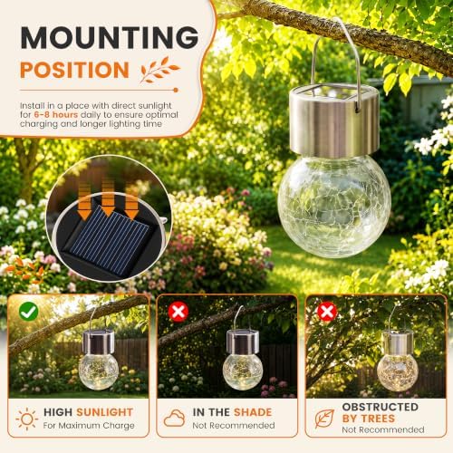 GIGALUMI Solar Lights Outdoor Hanging Lantern Garden Decor for Outside 12Pc