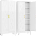 GAIOUS 71" Tall Kitchen Pantry Cabinet,Metal Storage Cabinet White Cupboard | Steel Office Cabinet, Freestanding Bookcase with 2 Doors and 4 Adjustable Shelves, Bathroom Kitchen Home Garage Tool Cabinet