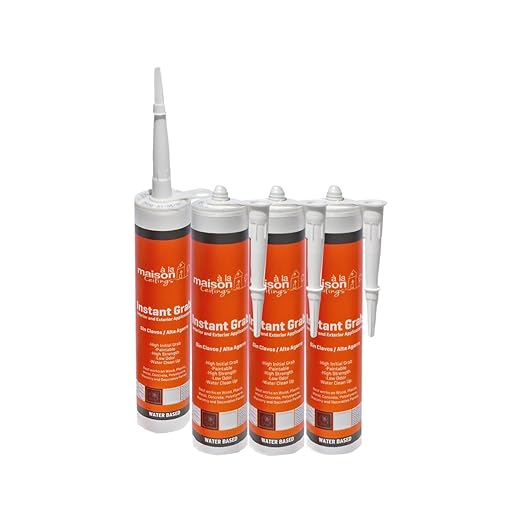 À LA MAISON CEILINGS Instant Grab White Adhesive - Ceiling Tile Wall Panel & Crown Molding Adhesive - High-Strength Water-Resistant Glue for Indoor/Outdoor Use - Easy-Apply Quick-Bond Formula (4-Pack)