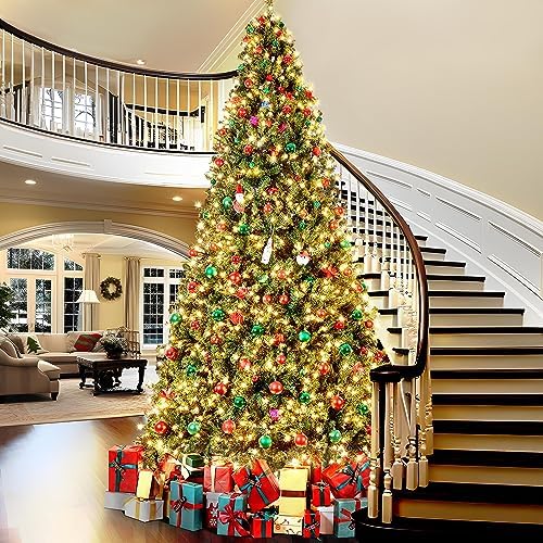 Yaheetech 12ft Pre-lit Christmas Tree with 1500 Warm White Lights, Green