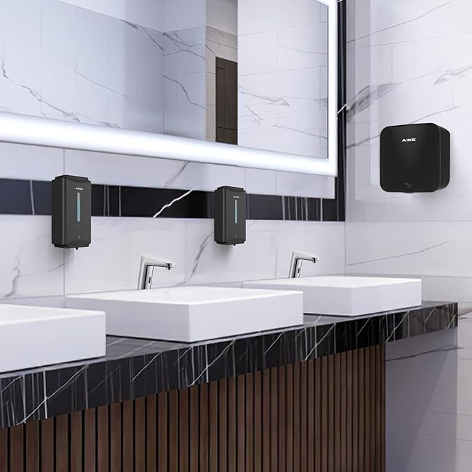 AIKE Heavy Duty Jet Cube High Speed Hand Dryer For Bathroom 110V 1400W, Model AK2800C Matte Black Painted Cover