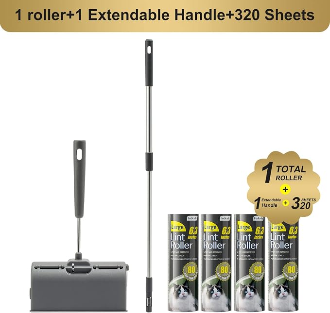 Fedicelly Lint Rollers Pet Hair Extra Sticky Clothes,Cat Dog Hair Remover Laundry Furniture Carpet,Total 800 Sheets Lint Remover Brush for Couch