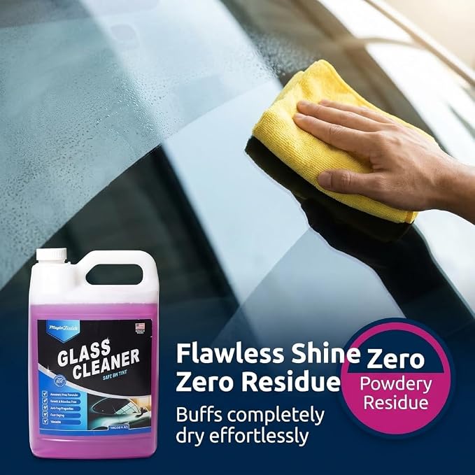 Magic Finish Car Glass Cleaner (1 Gallon) – Ammonia-Free Window Cleaner Spray for Interior & Exterior Auto Glass – Anti-Fog, Streak-Free Car Cleaning Supplies for Tint, Mirrors & Screens