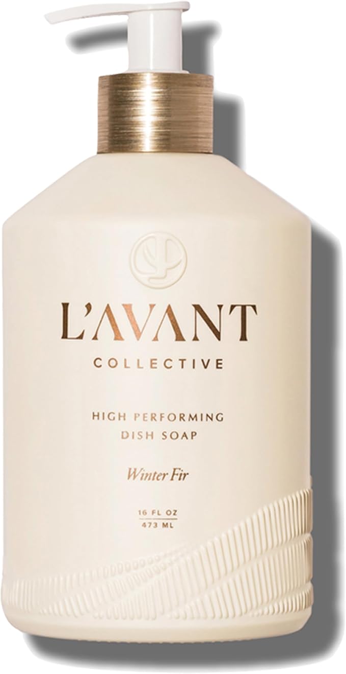 L'AVANT Collective Natural Luxury Dish Soap | Plant-Based, Non-Toxic & Grease-Cutting, Safe for Kids & Pets, Refillable Glass Bottle with Pump, 16 Fl Oz | Winter Fir