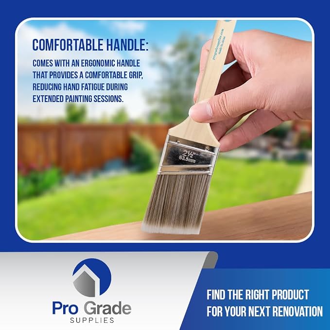 Pro Grade - Paint Brushes - 12Ea 2.5" Angle Brushes