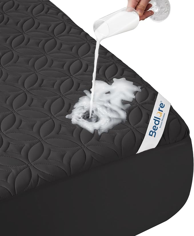 BEDLORE Waterproof Mattress Protector, Queen Size Mattress Pad Noiseless with Deep Pocket 6"-18" Depth, Soft Breathable Dirt-Proof Bed Mattress Cover Washable for Home, Bedroom, Hotel (Black)