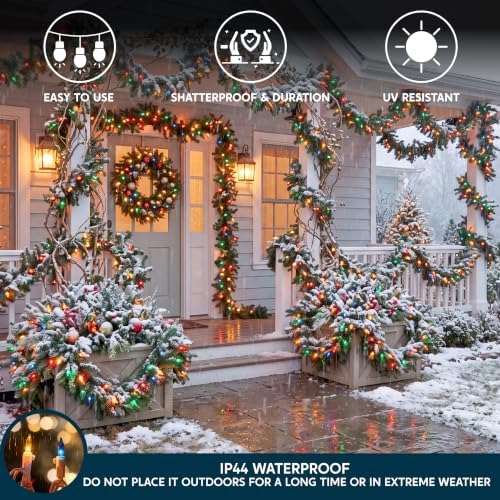 Joiedomi Christmas String Lights Indoor,200(2x100) Mini Multicolor Light with 42.8 FT White Wire,Lighting Decor for Patio Dorm Classroom Bedroom Holiday Wedding Party Garland Birthday Festival
