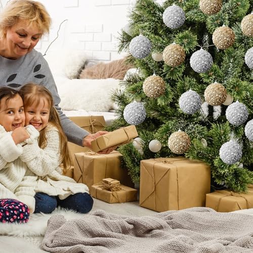 Lyrow 24 Pcs 4" Christmas Ball, Champagne Gold,Silver