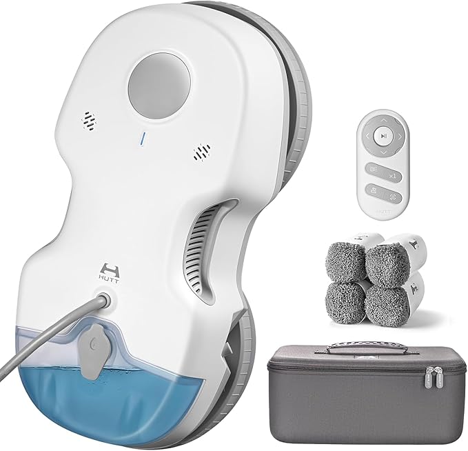 HUTT S7 Window Cleaning Robot, 6500Pa Suction, 3D Floating Chassis, HydroJet Water Spray 80ml Tank, Multiple Safety Systems, SLAM 4.0 Navigation, 8 x Cloths, All-in-One Storage Box