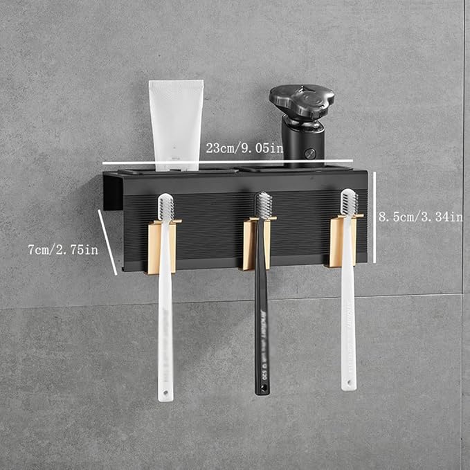 Toothbrush Rack Modern Light Luxury Wall Mounted Toothbrush Holder for Razor Holder Bathroom Storage Toothbrush Holder Makeup Holder Bathroom Toothbrush Holder(B)