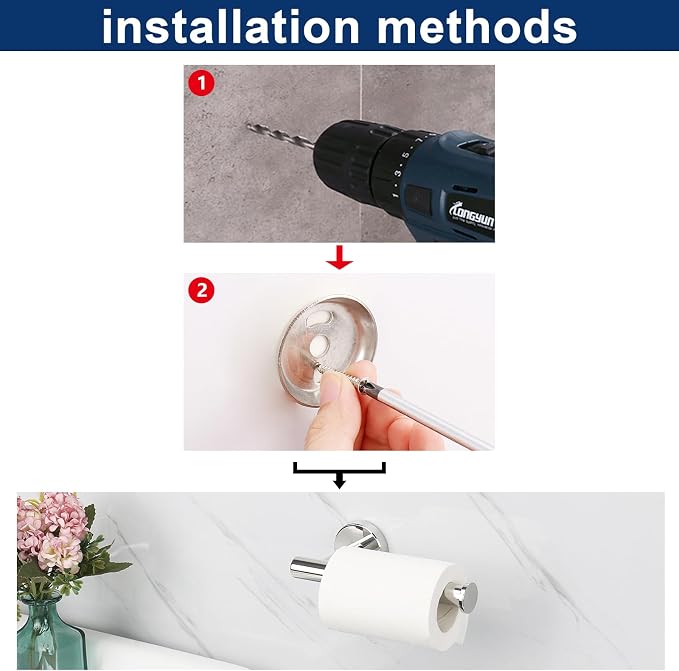 NearMoon Bathroom Toilet Paper Holder, Premium SUS304 Stainless Steel Rustproof Wall Mounted Toilet Roll Holder for Bathroom, Kitchen (4 Pack, Chrome Finish)